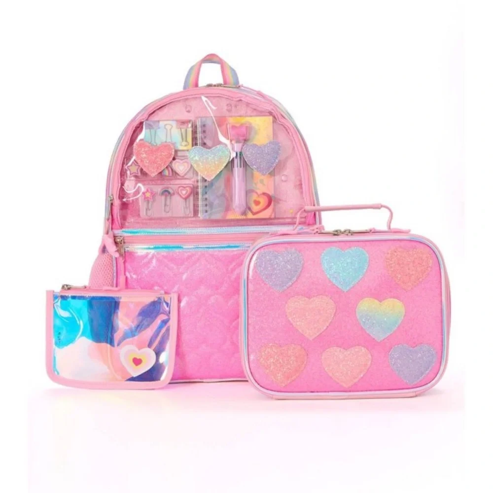 NWT Locker Club Kids Backpack with lunch tote and clear stationery bag